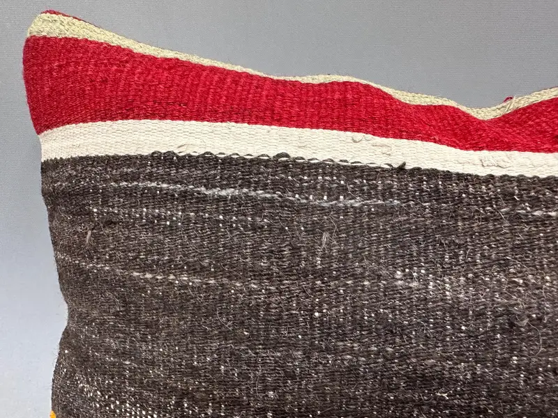 Throw Kilim Pillow, Neutral Pillow Sham, Cushion Case, Ethnic Throw Pillow Case, Turkish Pillow, Boho Pillow, 12x20 Brown Cushion - 5