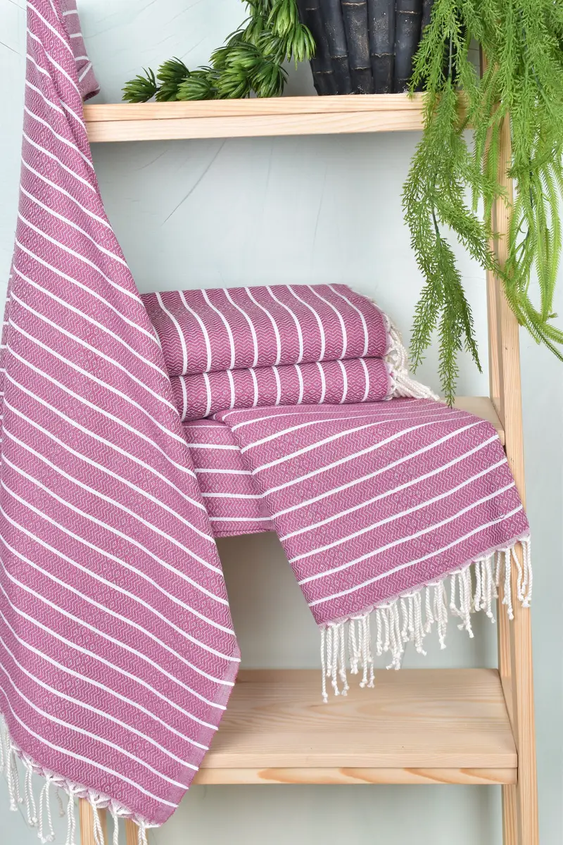 Hammam towel, Turkish beach towel with fringe, Best Friend Gift, 70x40 Cotton Striped Towel, Best Friend Gift Ideas, Bridal Shower Gift, Scarf Towel - 6