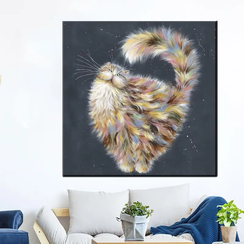 Cute Cat Canvas, Cat Wall Decor, Cat Lover Gift, Modern Canvas Decor, Kids Room Art, Wall Art Decor, Wall Hanging Art, Funny Canvas Decor - 2