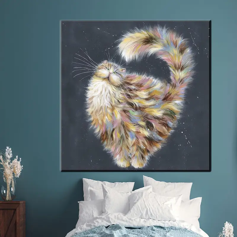 Cute Cat Canvas, Cat Wall Decor, Cat Lover Gift, Modern Canvas Decor, Kids Room Art, Wall Art Decor, Wall Hanging Art, Funny Canvas Decor - 3