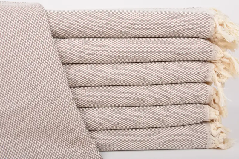 Brown Organic Cotton Beach Towel, 18x40 Inches, Bohemian Style