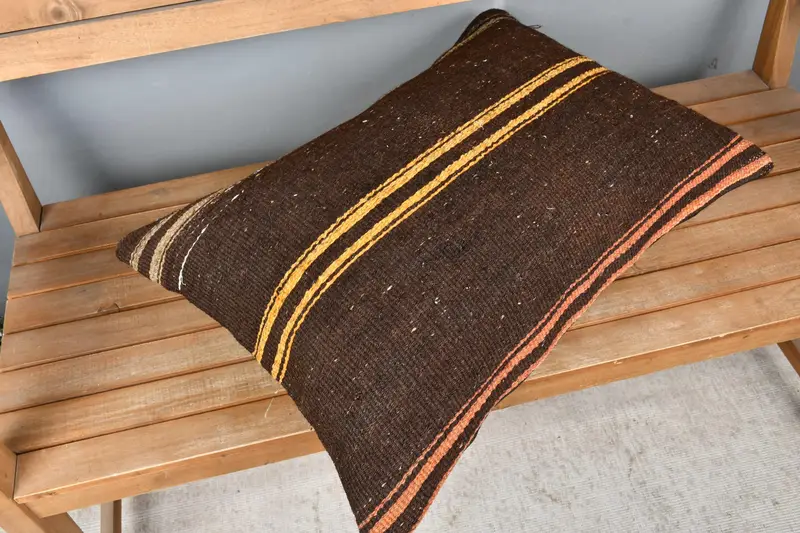 20x28 Brown Cushion, Boho Pillow, Wholesale Pillow, Handmade Kilim Cushion, Pillow Sham, Bohemian Cushion Pillow Sham, Pillow for Sofa - 2