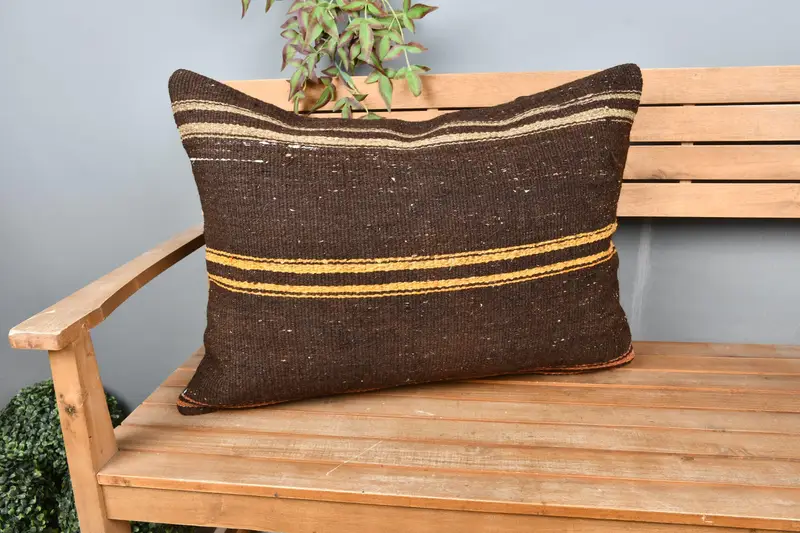 20x28 Brown Cushion, Boho Pillow, Wholesale Pillow, Handmade Kilim Cushion, Pillow Sham, Bohemian Cushion Pillow Sham, Pillow for Sofa - 1
