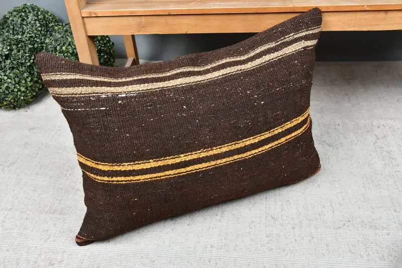20x28 Brown Cushion, Boho Pillow, Wholesale Pillow, Handmade Kilim Cushion, Pillow Sham, Bohemian Cushion Pillow Sham, Pillow for Sofa - 7