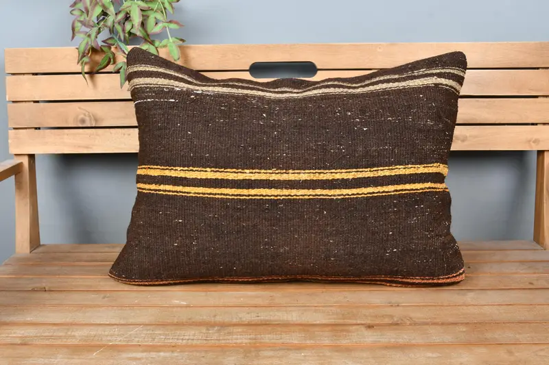 20x28 Brown Cushion, Boho Pillow, Wholesale Pillow, Handmade Kilim Cushion, Pillow Sham, Bohemian Cushion Pillow Sham, Pillow for Sofa - 6