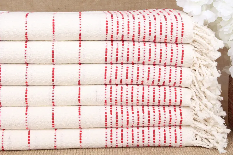 バチェロレッテタオル レッドストライプトルココットンビーチタオル、38x71インチ