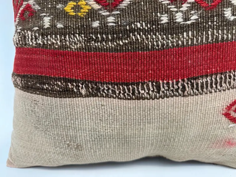 Boho Pillow, Pillow Case, Morroccon Kilim Cushion Pillow Case, Throw Kilim Pillow, 20x20 Red Pillow Case, Handmade Kilim Cushion - 2
