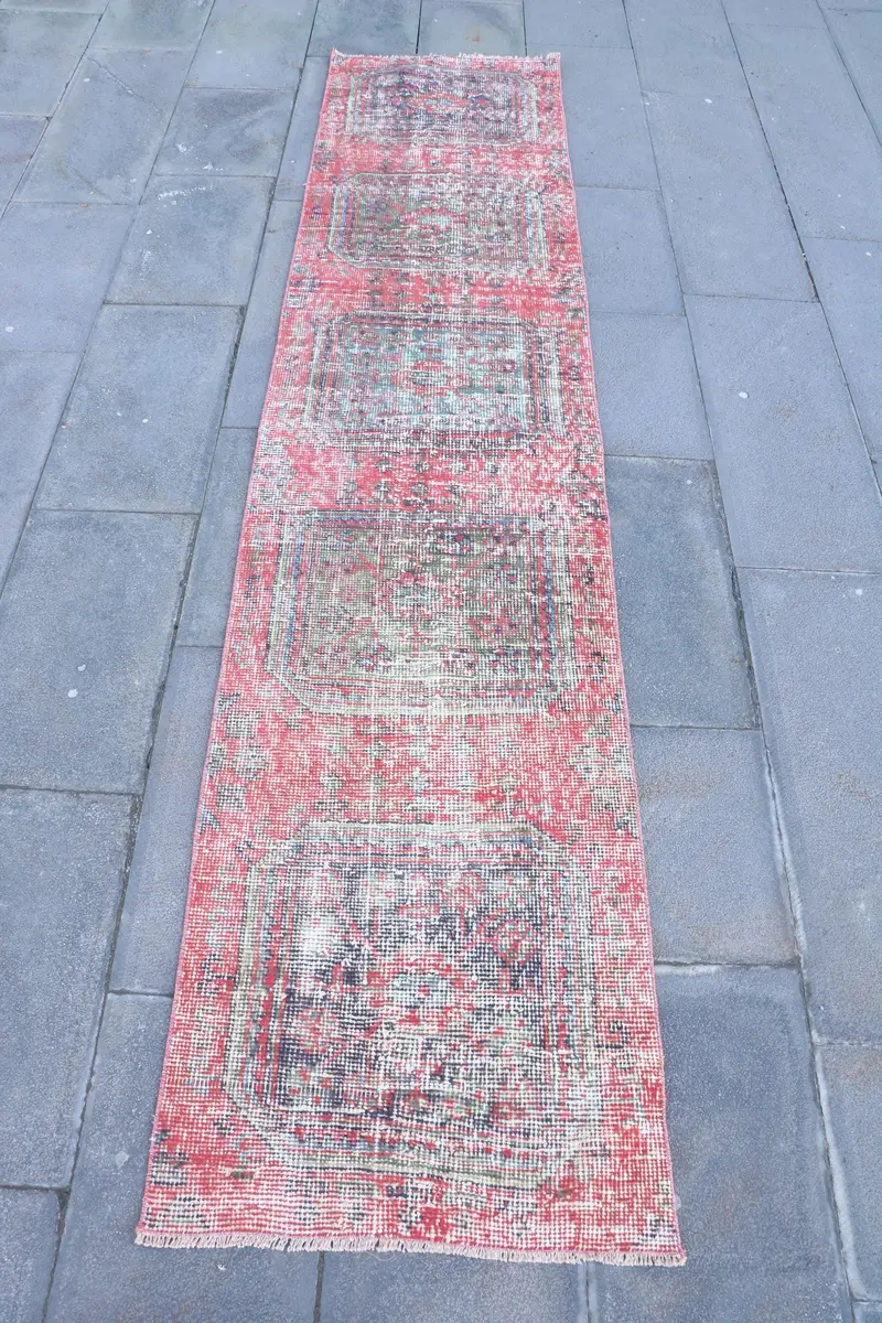 Kırmızı & Mavi İran Halısı, 2x9,3 ft Zarif Dekor