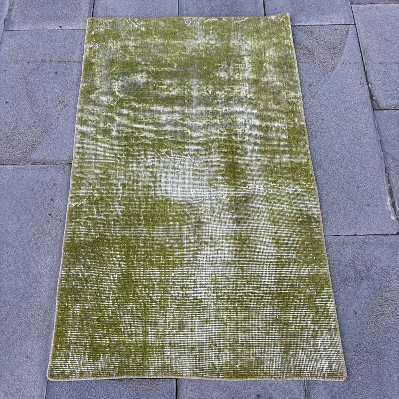 Green, Beige Floral Rug, 2.3x3.8 ft