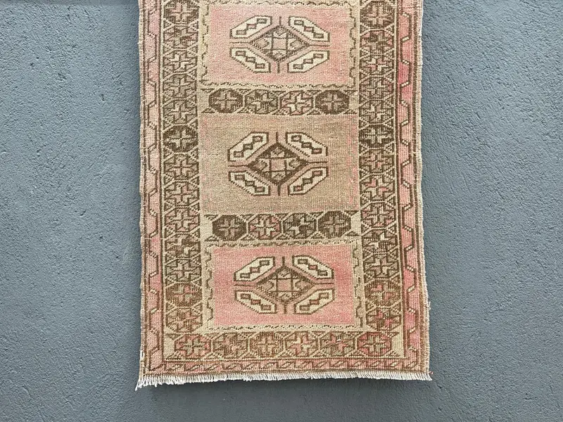 Turkish Rug, 1.8x2.7 ft Small Vintage Rug, Oushak Red Brown Solid Rug - 1