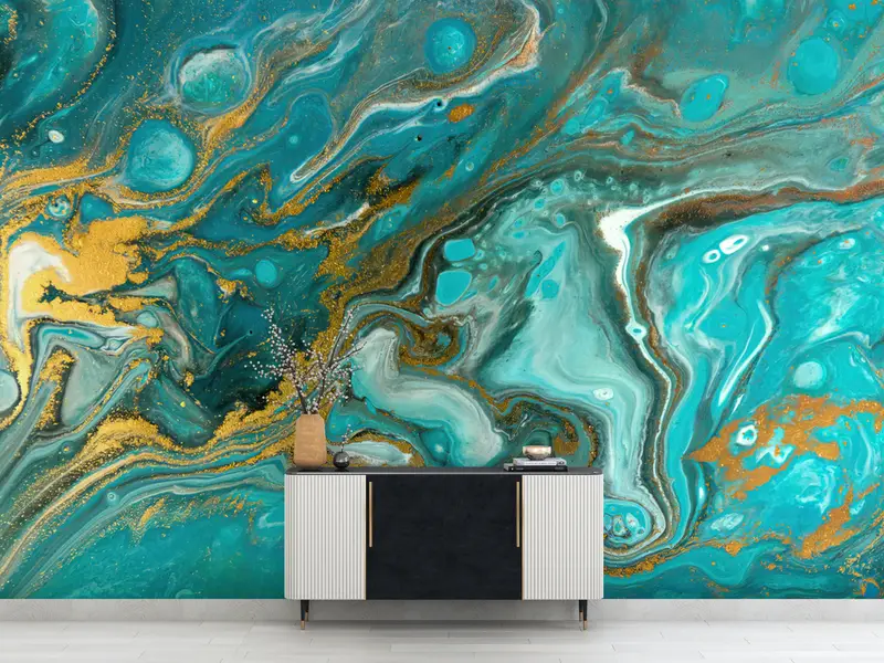 Blue And Gold Marble, Gold Marble Wall Decor, Marble Wall Print, Modern Wall Paper, Custom Wall Paper, 3d Wall Paper, Blue Wallpaper, - 10