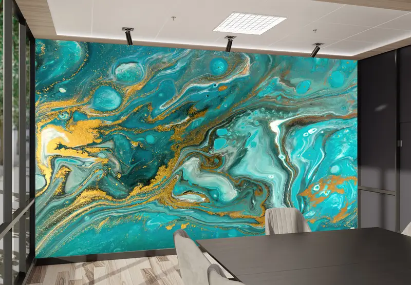 Blue And Gold Marble, Gold Marble Wall Decor, Marble Wall Print, Modern Wall Paper, Custom Wall Paper, 3d Wall Paper, Blue Wallpaper, - 4