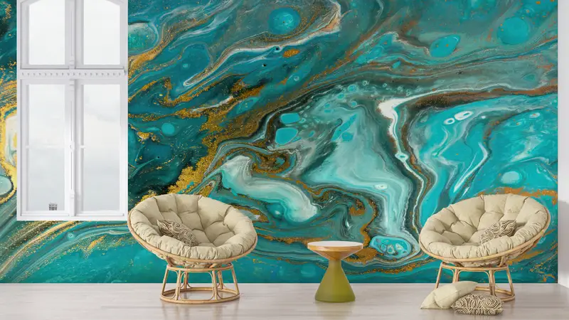 Blue And Gold Marble, Gold Marble Wall Decor, Marble Wall Print, Modern Wall Paper, Custom Wall Paper, 3d Wall Paper, Blue Wallpaper, - 5
