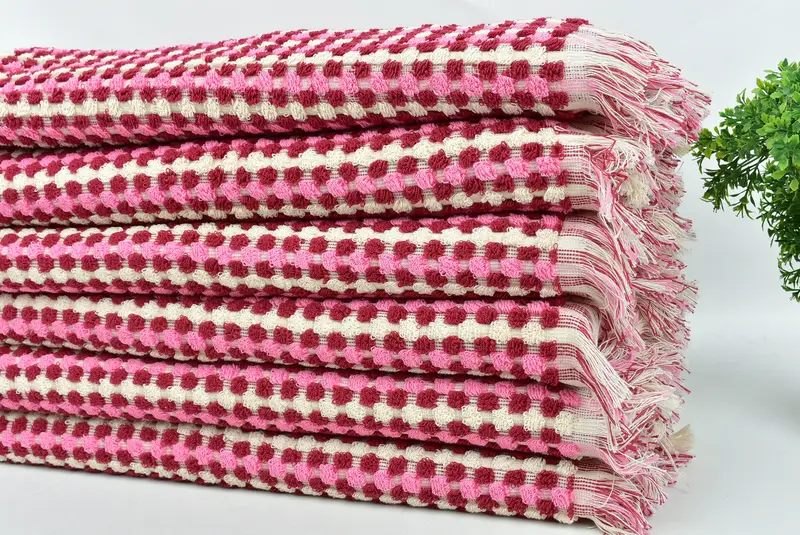 Mutfak Havlu, El Yapımı Hediye, Türk Çay Havlusu, Nedime Hediyeleri, Büyükanne Hediyesi, Özelleştirilmiş Türk Havlu, 36x18 Pamuklu Pom Pom Havlu, Yaz Havlusu - 4