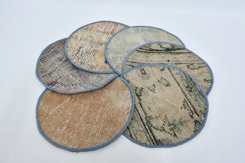 ボヘミアン ベージュ & ブロンズ サークル プレースマット、コットン & ウール キッチン装飾