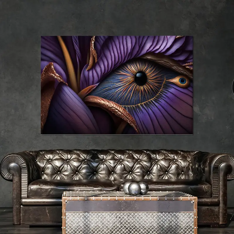 高級抽象パープルキャンバス: エレガントなプリントウォールアート