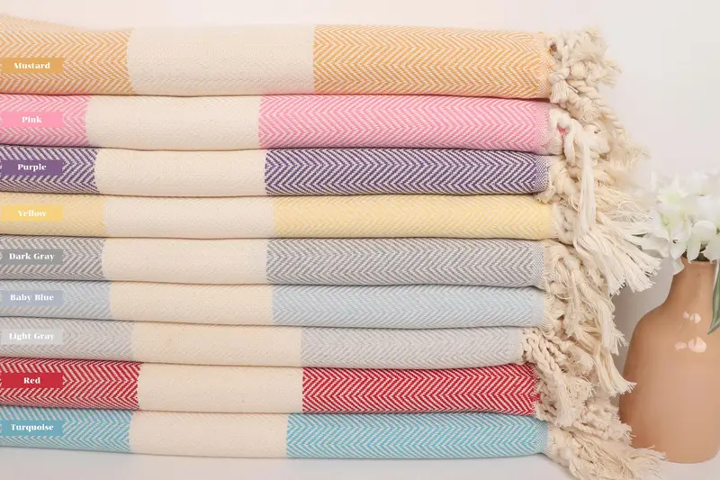 Beach Wedding Favor, Personalized Gifts, Merry Christmas Gifts, Thin towel, 70x40 Cotton Herringbone Towel, Bath towel, Summer Gift Ideas - 1