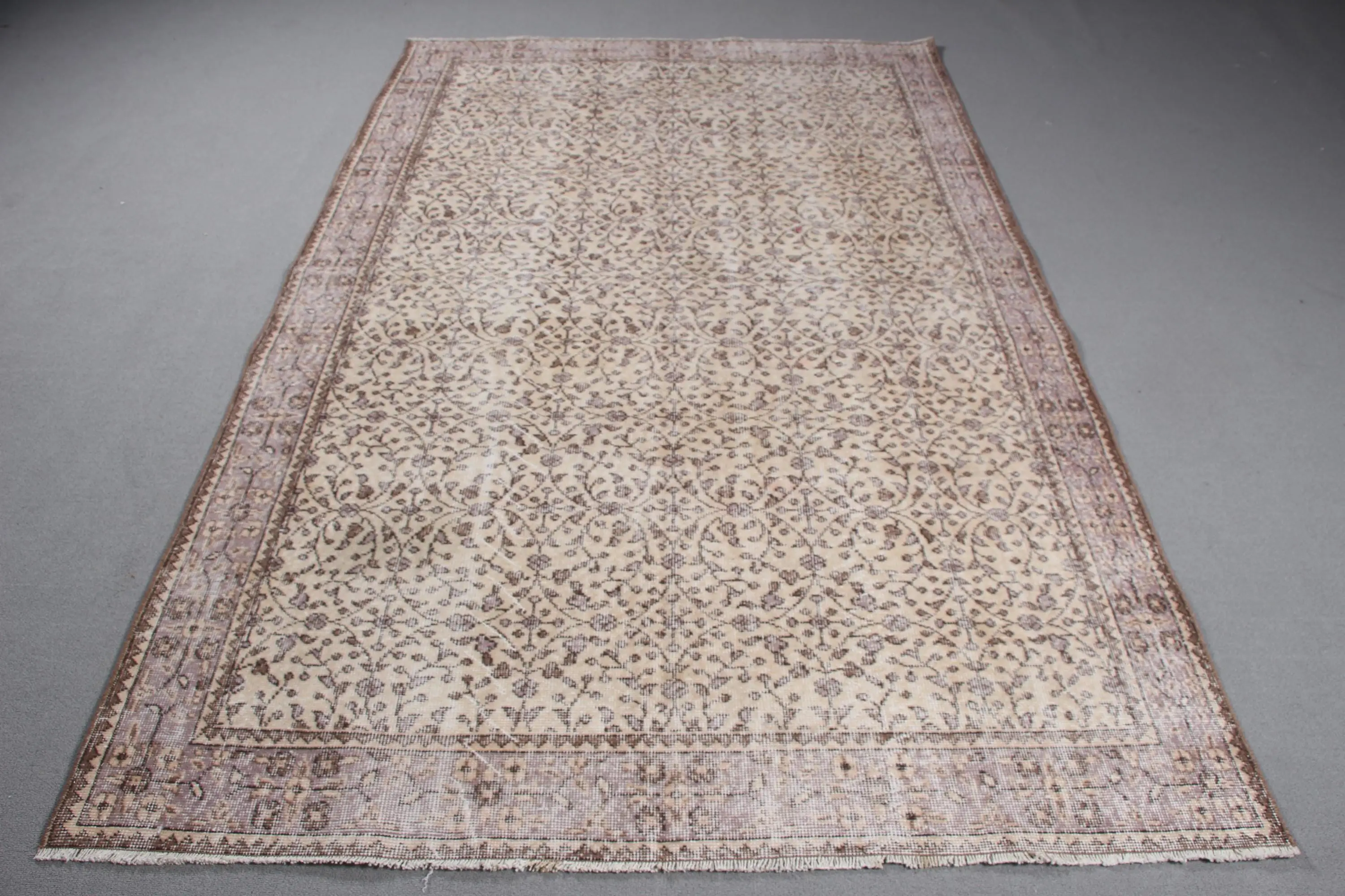 Türk Vintage Halısı, Büyük 5.4x8.9 ft (164x272 cm) Halı, Kahverengi Ombré Yün Halı - 1