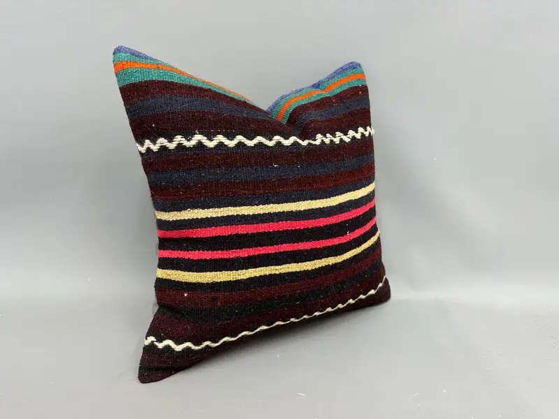 Vintage Kilim Pillow, Luxury Pillow Sham, Designer Throw Pillow Cover, Home Decor Pillow, Antique Pillows, 18x18 Brown Pillow, Cushion - 2