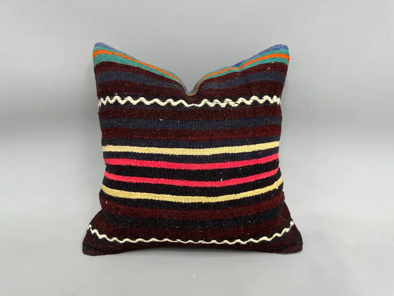 Vintage Kilim Pillow, Luxury Pillow Sham, Designer Throw Pillow Cover, Home Decor Pillow, Antique Pillows, 18x18 Brown Pillow, Cushion - 1
