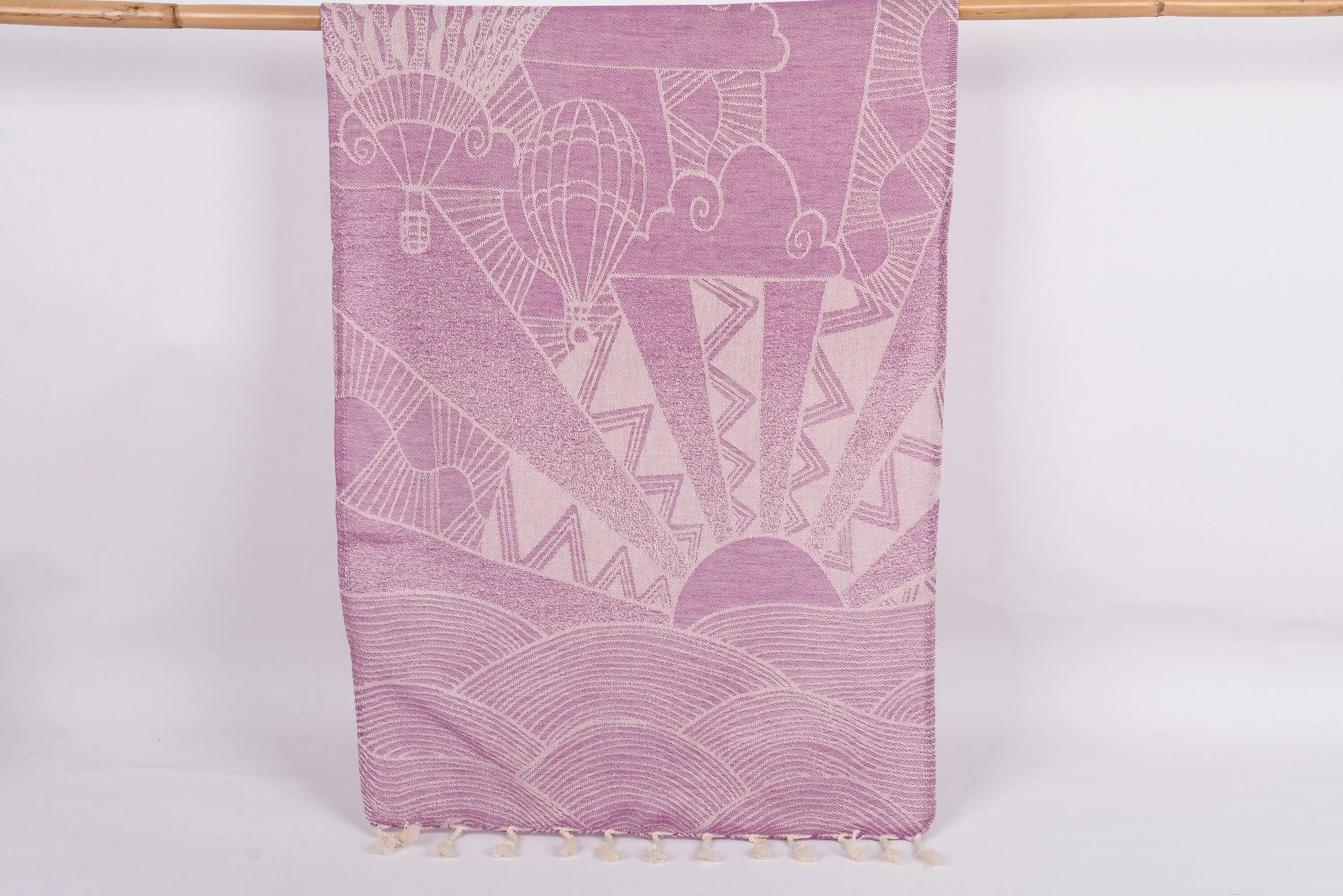 Personalized Dish Towel Purple Cappadocia Design, Cotton, 36x18 Inches - 1
