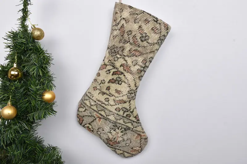 Patrón de adornos navideños festivos, calcetín navideño de 7 pulgadas