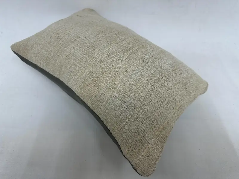 Bekletme yastık kapağı, yastık kılıfı, etnik atma yastık kapağı, Kilim yastığı, el yapımı Kilim yastığı, 12x20 bej yastık sham, hediye yastığı - 6