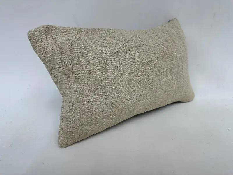 Bekletme yastık kapağı, yastık kılıfı, etnik atma yastık kapağı, Kilim yastığı, el yapımı Kilim yastığı, 12x20 bej yastık sham, hediye yastığı - 3