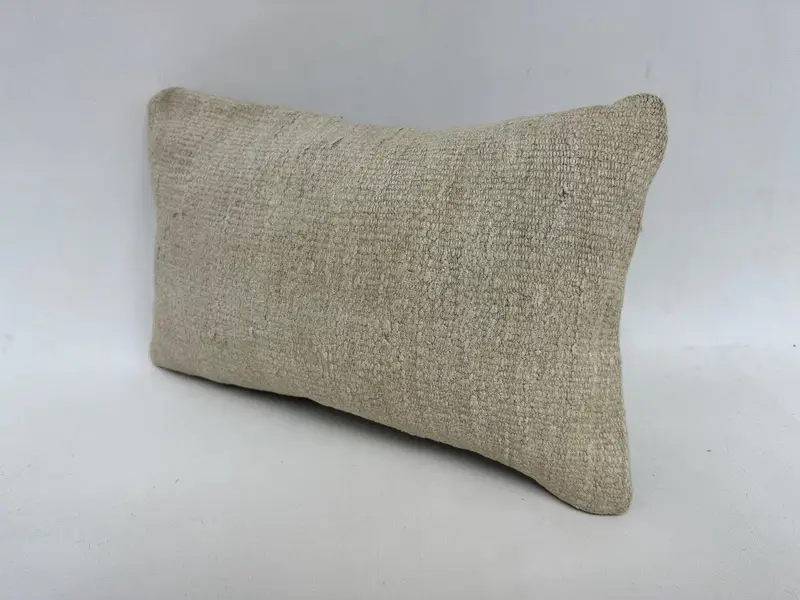Bekletme yastık kapağı, yastık kılıfı, etnik atma yastık kapağı, Kilim yastığı, el yapımı Kilim yastığı, 12x20 bej yastık sham, hediye yastığı - 4
