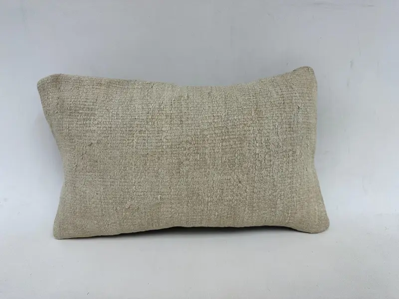 Bekletme yastık kapağı, yastık kılıfı, etnik atma yastık kapağı, Kilim yastığı, el yapımı Kilim yastığı, 12x20 bej yastık sham, hediye yastığı - 1