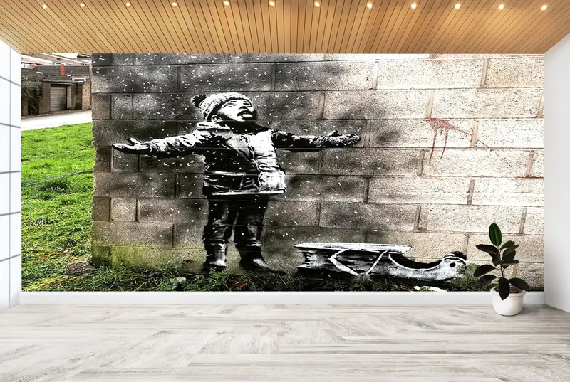 エレガントなプリント壁紙: バンクシー ボーイ & バンクシー スノー テーマ