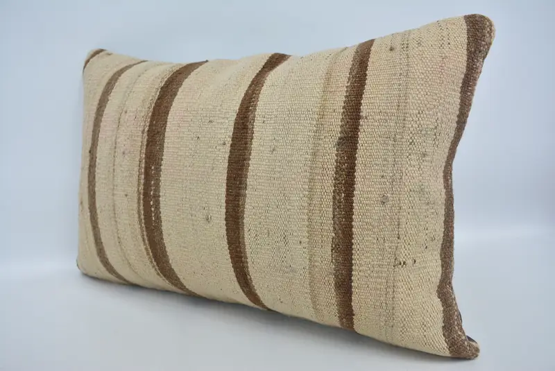 Nomadic Pillow Cover, Lounge Throw Pillow Case, Pillow for Sofa, Pillow Cover, Throw Kilim Pillow, Boho Pillow Sham Cover, 16x24 Beige Pillow Case - 4