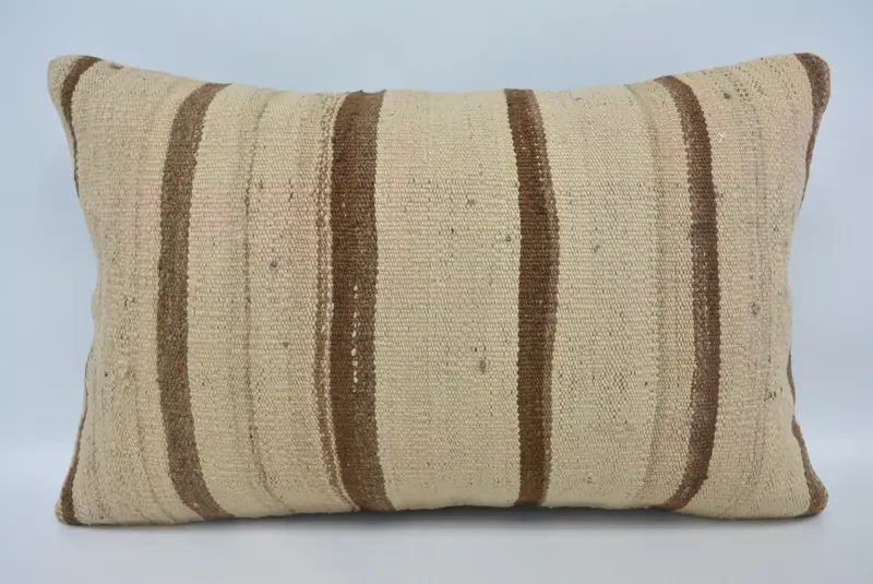 Nomadic Pillow Cover, Lounge Throw Pillow Case, Pillow for Sofa, Pillow Cover, Throw Kilim Pillow, Boho Pillow Sham Cover, 16x24 Beige Pillow Case - 1