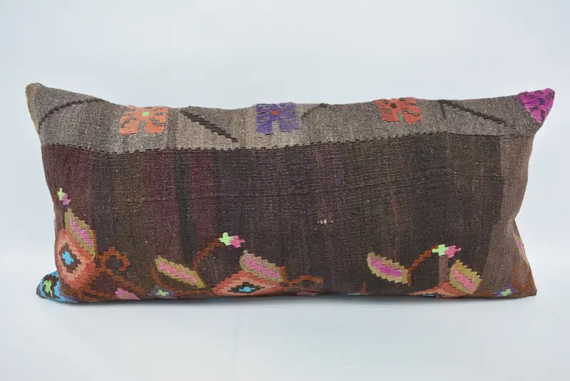 Geometrisches Kissen in Braun und Bronze, handgefertigtes Kissen mit Vintage-Charme