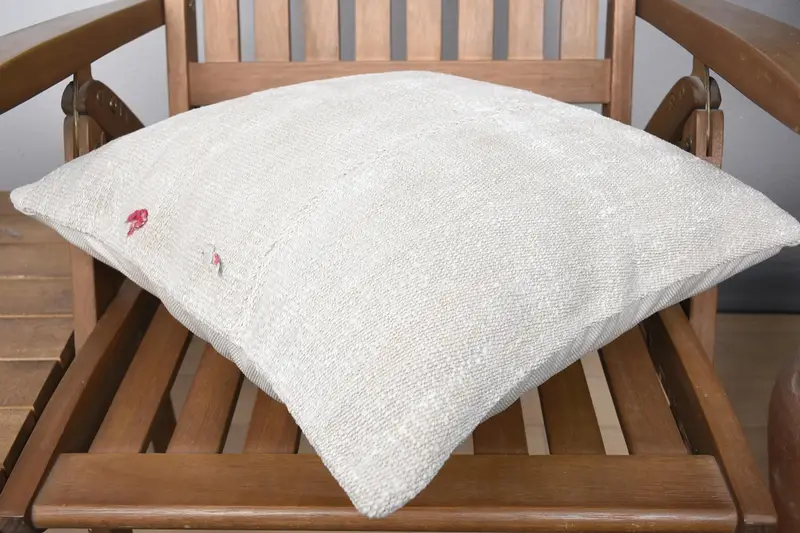 Vintage Kilim Throw Pillow, Pillow Case, Kilim Pillow Cover, Outdoor Patio Pillow, 18x18 Beige Pillow Sham, Boho Pillow - 4