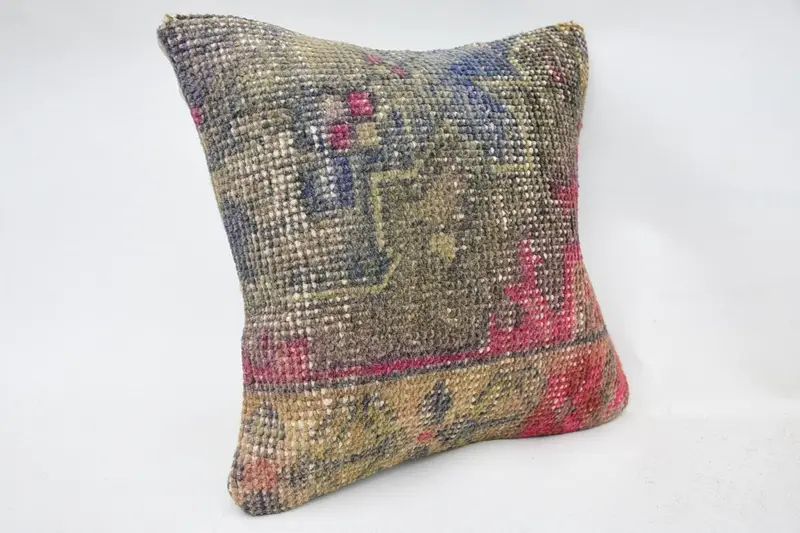 12x12 Brown Pillow Case, Turkish Corner Cushion, Handmade Kilim Cushion, Home Decor Pillow, Wholesale Cushion Case, Pillow Cover, Throw Kilim Pillow - 2