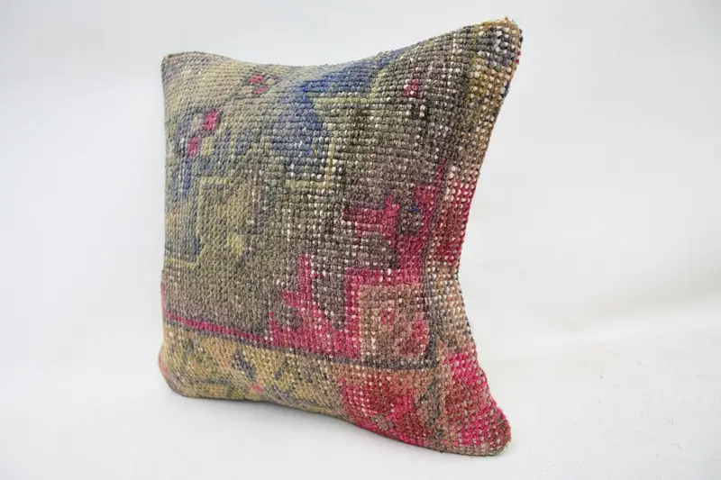 12x12 Brown Pillow Case, Turkish Corner Cushion, Handmade Kilim Cushion, Home Decor Pillow, Wholesale Cushion Case, Pillow Cover, Throw Kilim Pillow - 3