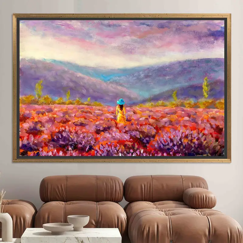 エレガントな抽象的な女性キャンバス: 春の風景アート プリント