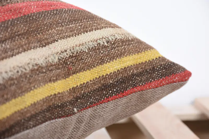 Pillow Case, Wool Kilim Pillow Pillow Sham, Kilim Pillow Cover, Pillow for Sofa, Christmas Cushion Cover, 16x16 Brown Pillow, Boho Pillow Sham Cover - 7