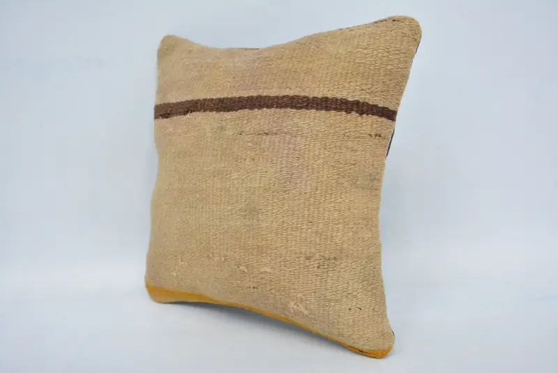 12x12 Beige Pillow Case, Pillow Cover, Cozy Throw Cushion Cover, Pillow for Couch, Turkish Pillow, Vintage Kilim Pillow, Decorative Cushion Cover - 4
