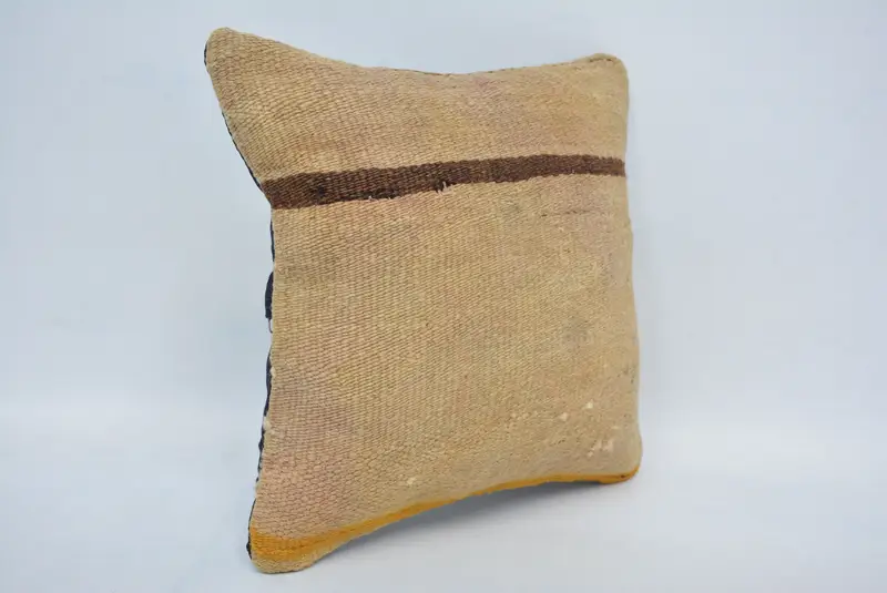 12x12 Beige Pillow Case, Pillow Cover, Cozy Throw Cushion Cover, Pillow for Couch, Turkish Pillow, Vintage Kilim Pillow, Decorative Cushion Cover - 3