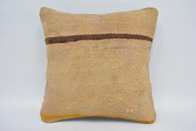 12x12 Beige Pillow Case, Pillow Cover, Cozy Throw Cushion Cover, Pillow for Couch, Turkish Pillow, Vintage Kilim Pillow, Decorative Cushion Cover - 1