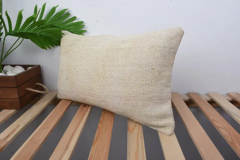 Antique Pillows, Pillow, Tapestry Pillow Sham, 12x20 Beige Pillow Cover, Kilim Pillow Cover, Hippie Throw Pillow, Kilim Pillow - 5