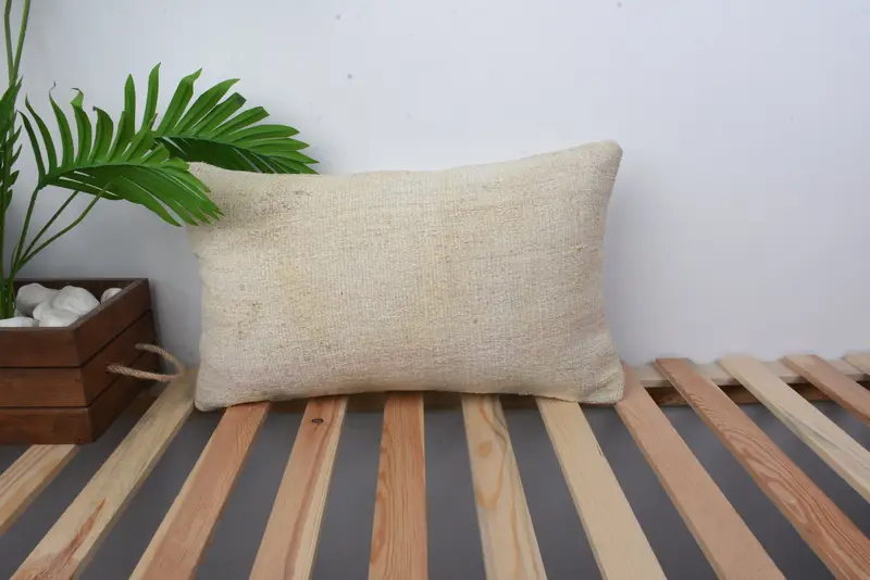 Antique Pillows, Pillow, Tapestry Pillow Sham, 12x20 Beige Pillow Cover, Kilim Pillow Cover, Hippie Throw Pillow, Kilim Pillow - 1