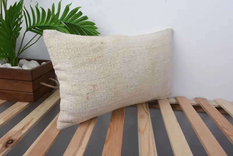 Antique Pillows, Pillow, Tapestry Pillow Sham, 12x20 Beige Pillow Cover, Kilim Pillow Cover, Hippie Throw Pillow, Kilim Pillow - 4