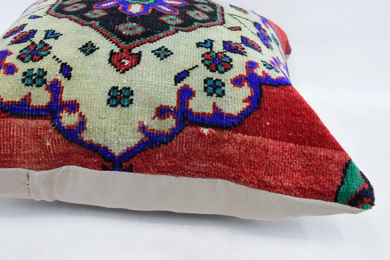 Outdoor Bolster Pillow Case, Chair Cushion Cover, 24x24 Red Pillow, Turkish Kilim Pillow, Boho Pillow Sham Cover, Turkish Pillow, Cushion - 5