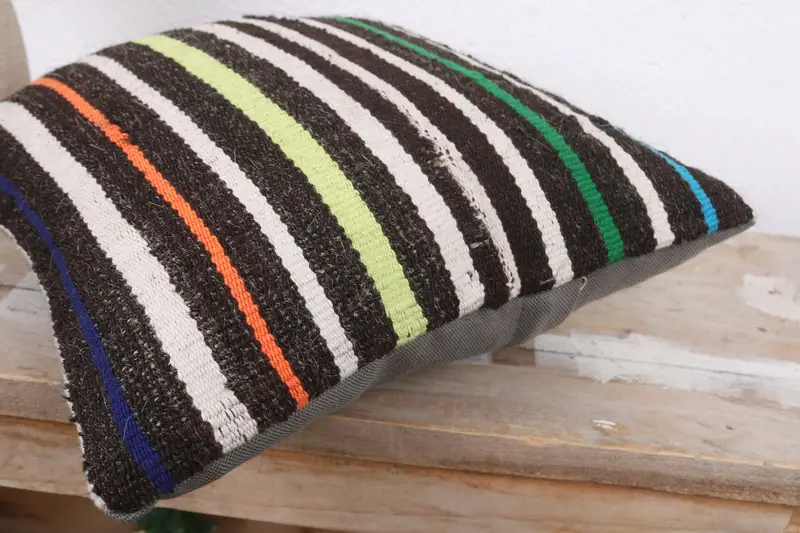 Vintage Pillow, 12x12 Brown Cushion Cover, Lounge Throw Pillow Cover, Pillow, Knitted Pillow Case, Handmade Kilim Cushion, Floor Pillow, Gift Pillow - 6