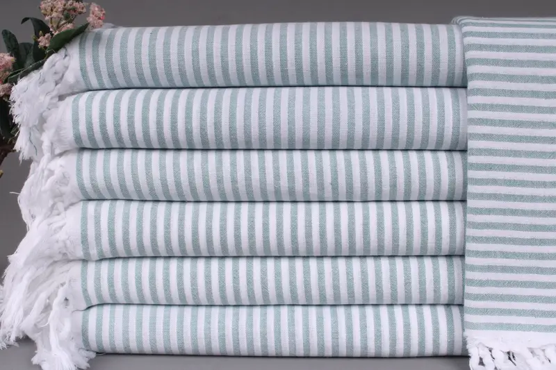 Personalized Beach Towel Dark Green Striped, 36x67 Inches