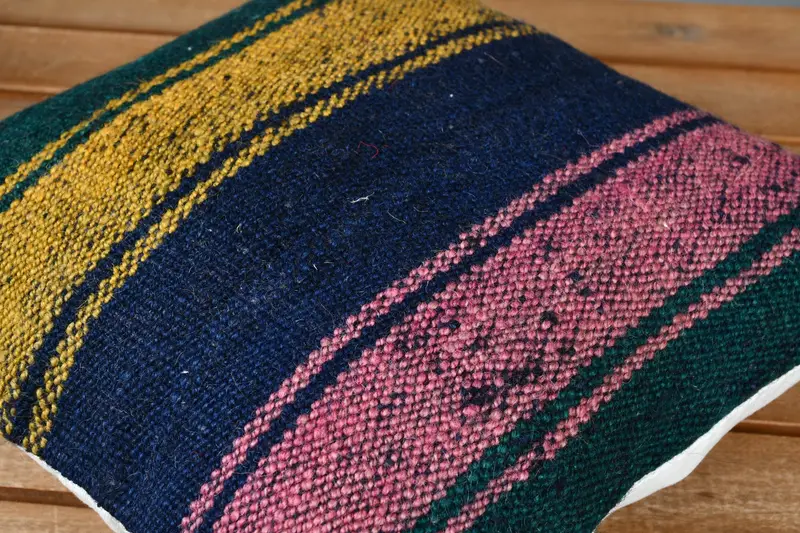 Cushion, Ethnical Kilim Rug Pillow, Authentic Cushion Case, Interior Designer Pillow, Pillow for Sofa, 12x12 Blue Cushion Case - 3