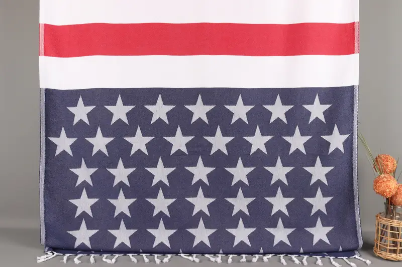 Turkish Beach Towel Monogrammed Navy Blue-Red, 40x71 Inches